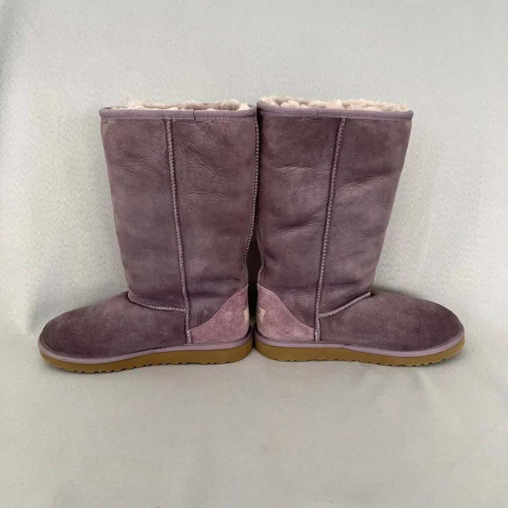 Womens UGG Boots Classic Tall Purple Sheepskin Suede Wool Boho Malibu Sz 6 Fits7 - Picture 14 of 16